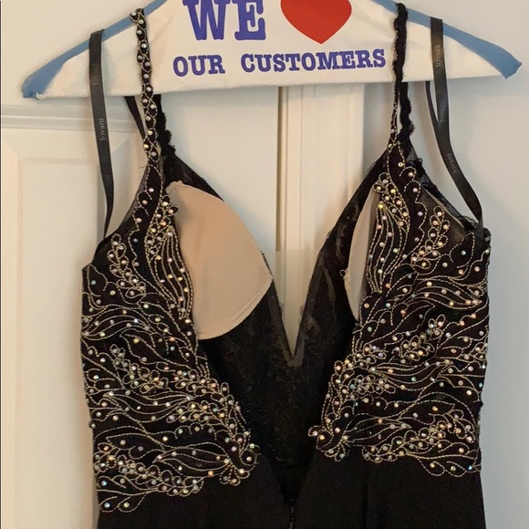 Formal, sequenced beaded spaghetti strap dress. - Picture 4 of 5